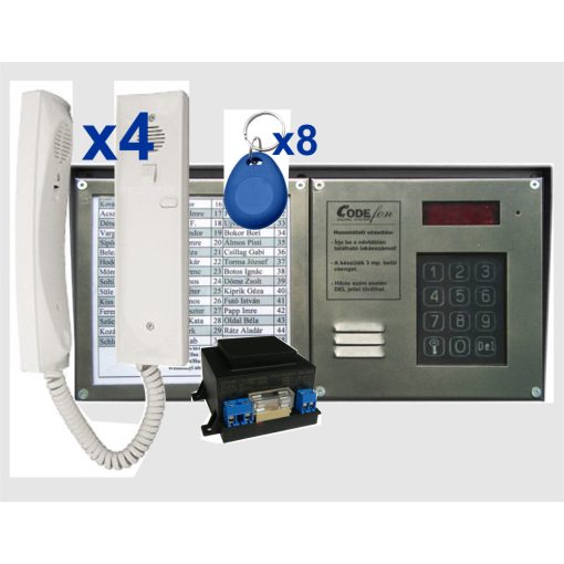 Codefon 4 lakásos társasházi audió kaputelefon csomag  113VFx4 RFID